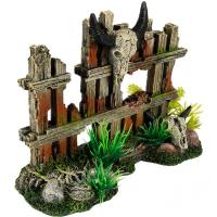 Грот AQUA DELLA Череп с рогами на ограде коричневый 19.2x7.5x13.5см (Бельгия) 234/448977