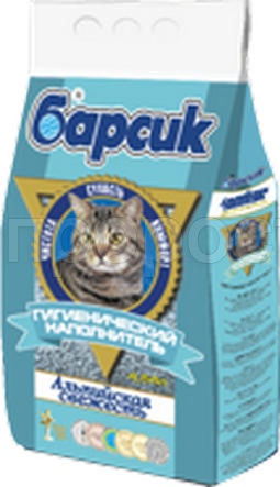 Наполнитель Барсик Альпийская свежесть 4,54л голубой  Наполнитель Барсик Альпийская свежесть 4,54л голубой