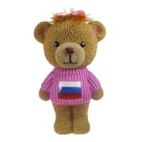 Фигура Копилка Мишка плюшевый в свитере с бантиком(флаг)L15W18H28см 713141/SK064