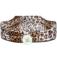 Лежанка овальная стеганая поролоновая  принт мех. САФАРИ ЛЕОПАРД 42*34*18см/DONBARON Лежанка овальная стеганая поролоновая  принт мех. САФАРИ ЛЕОПАРД 42*34*18см/DONBARON