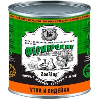 Собаки ZooRing д/всех пород собак фермерские кусочки в желе утка и индейка ж/б 850гр/6шт/521094 ЧЗ Собаки ZooRing д/всех пород собак фермерские кусочки в желе утка и индейка ж/б 850гр/6шт/521094 ЧЗ