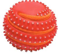 Игрушка для собак крупных пород Мяч виниловый шипованный с меховой полосой11см/C2397