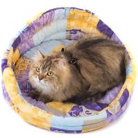 Лежанка круглая стеганая с подушкой хлопок разноцветная 68*68*22см/9134/Дарэлл