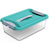 Контейнер д/хранения Клик 6л бирюзовый с защелками С272БИР