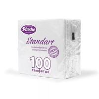 Салфетки бумажные 1 слой "Plushe Standart" 24*24см микротиснение белый 100 листов Салфетки бумажные 1 слой "Plushe Standart" 24*24см микротиснение белый 100 листов