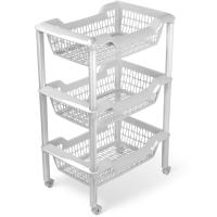 Этажерка универсальная Джета 3 корзины светло-серый на колесиках С735 /4шт/Мартика