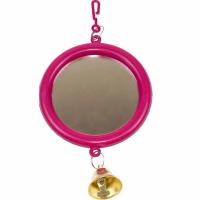 Игрушка д/птиц Zoo-M Зеркало большое с колокольчиком блистер рубиновое/5014/Дарэлл
