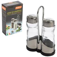 Набор SPEZIA 3 пред. (солонка 40мл/перечница 40 мл) на подст. нерж.сталь, стекло/009367/24шт/Mallon 