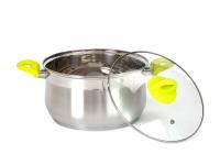 Кастрюля 6л GLORY с крышкой 24*13,5см /ASS204/4шт/ATTRIBUTE STEEL