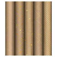 Упаковочная бумага 70*100см "Golden Pattern" 80г/м2 крафт отд. фольгой ассорти 5 диз. MESHU /Рельеф Упаковочная бумага 70*100см "Golden Pattern" 80г/м2 крафт отд. фольгой ассорти 5 диз. MESHU /Рельеф