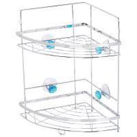 Полка для ванной угловая Бриллиант 2-х ярусная  на присосках 24,5*24,5*38см хром 310795