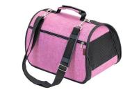Сумка переноска Zoo-M ПРЕСТИЖ №1 жесткая с карманом 36,5*22*22см/90031розовая/Дарэлл