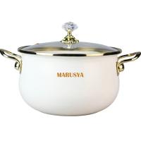 Кастрюля 6,5л эмаль стекл. крышка ручка золото в инд. упак. кремовый перламутр R-77726 /4шт/ Маруся 