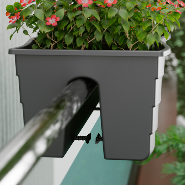 Кашпо 585*280мм 20л графитовый на перила М9039 /5шт/ Альтерн