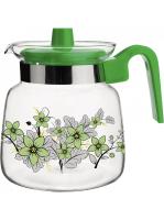 Кувшин 1,2л Pentola-1200 жаропроч.стекло, пластик ручка, зеленый/12шт/910117/Mallony