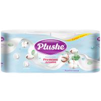Туалетная бумага 3 слоя "Plushe Premium Aroma Pearl&Cotton" 8рулонов белый/шт/73150  Туалетная бумага 3 слоя "Plushe Premium Aroma Pearl&Cotton" 8рулонов белый/шт/73150