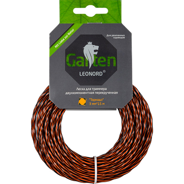 Леска д/триммера двухкомп. Торнадо d-15м профиль-скрученный квадрат d-3мм 990644 /120шт/ Leonord Леска д/триммера двухкомп. Торнадо d-15м профиль-скрученный квадрат d-3мм 990644 /120шт/ Leonord
