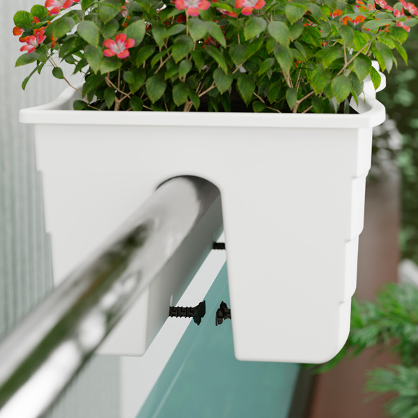 Кашпо 585*280мм 20л белый на перила М8923 /5шт/ Альтерн