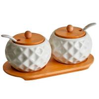 Набор банок 250мл (2шт) с ложками на бамбуковой подставке AK5-0009 /24шт/Alpenkok 