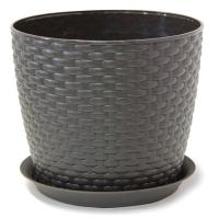 РОТАНГ кашпо 210мм 4,7л коричневый с под. М3083 /20шт/М-пласт