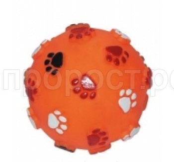 Игрушка для собак Мяч с отпечатками 7,5см винил 1013 Игрушка для собак Мяч с отпечатками 7,5см винил 1013