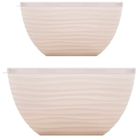 Набор Чаш Оазис (2шт) с крышкой бежевый (2,5л 4л) М8408 /12шт/ Альтерн Набор Чаш Оазис (2шт) с крышкой бежевый (2,5л 4л) М8408 /12шт/ Альтерн