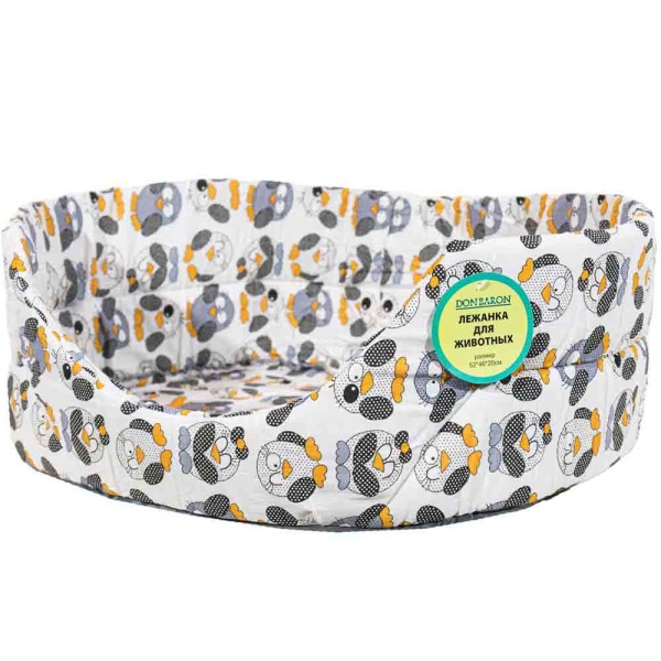Лежанка овальная стеганая поролоновая хлопок ЗОО МИКС 52*46*20см/DONBARON Лежанка овальная стеганая поролоновая хлопок ЗОО МИКС 52*46*20см/DONBARON