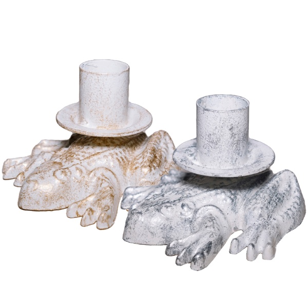 ДЕКОР Подсвечник Лягушка бел серебро РЗДИ/1шт