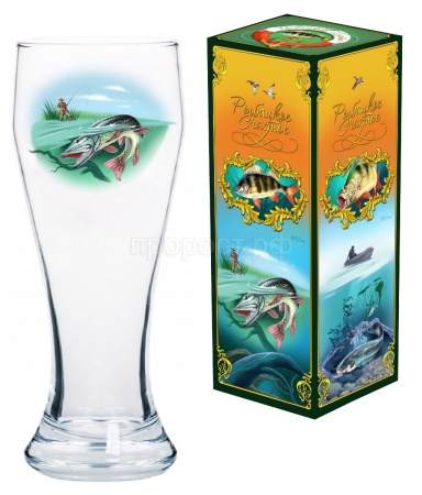 Бокал для пива 500мл "Рыбалка" в коробке/303-Д  Бокал для пива 500мл "Рыбалка" в коробке/303-Д