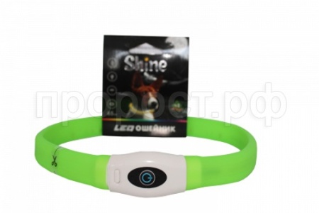 Ошейник светящийся Лэд USB силиконовый 2,5*65см зеленый/ЦФ9ПЛЮСзел/Евро