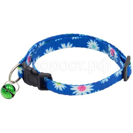Ошейник нейлон 10мм Ромашка д/кошек 30см синий/00210045-06/Каскад Ошейник нейлон 10мм Ромашка д/кошек 30см синий/00210045-06/Каскад