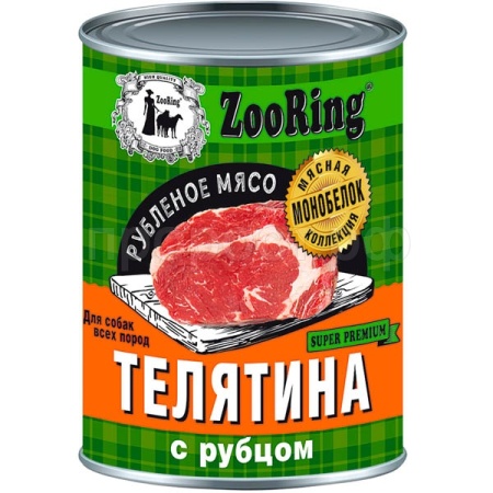 Собаки ZooRing д/всех пород телятина/рубец ж/б 338гр/12шт/837466 Собаки ZooRing д/всех пород телятина/рубец ж/б 338гр/12шт/837466