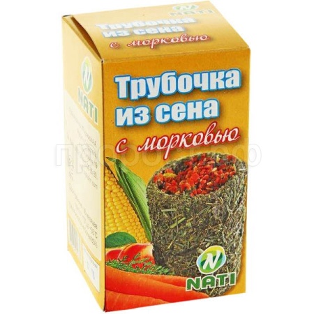 Лакомство д/грыз Трубочка из сена Nati Морковь 1шт/Бриллиант