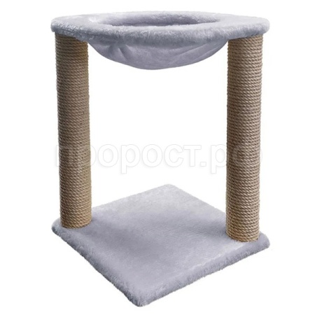 Когтеточка зверье мое столбик №3 с гамаком, джут серебро/86157