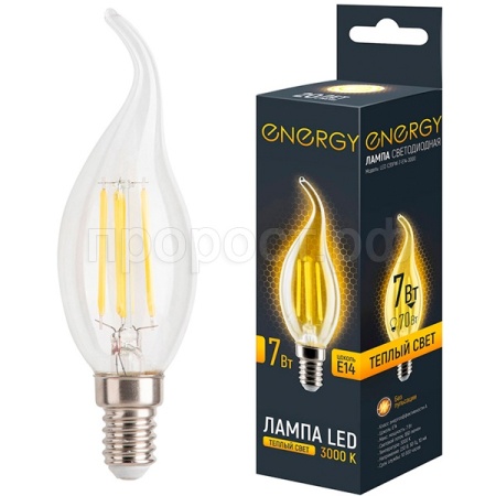 Лампа светодиодная Свеча LED С35FW-5-E14-3000 теплый свет 109328 /100шт/ Energy