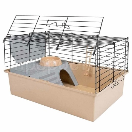Клетка д/круп. грыз (кролик) Дарэлл Роджер-1 60 ЭКО складная 58*40*34см беж/черн/41692/Дарэлл