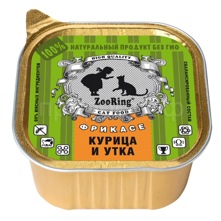 Корм для кошек ZooRing желе курица/утка 100гр