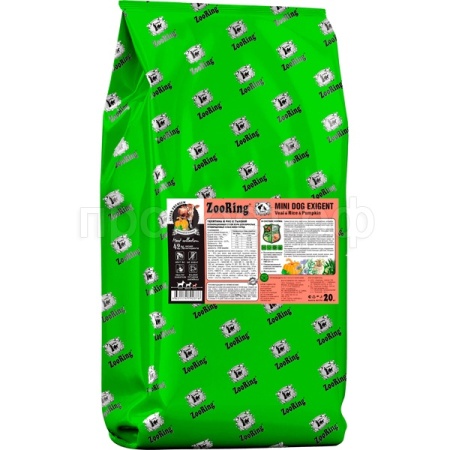 Собаки ZooRing Mini Exigent телятина/рис/тыква д/взр.собак мини пород 20кг/792376 Собаки ZooRing Mini Exigent телятина/рис/тыква д/взр.собак мини пород 20кг/792376