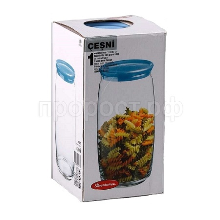 Банка стеклянная 1500мл Чешни с крышкой голубой 43023 /6шт/Pasabahce