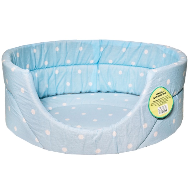 Лежанка овальная стеганая поролон хлопок с подушкой Горох МИКС 52*46*20см/DONBARON Лежанка овальная стеганая поролон хлопок с подушкой Горох МИКС 52*46*20см/DONBARON