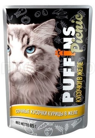 Корм для кошек Пуффинс пикник 85г ЖЕЛЕ курица Корм для кошек Пуффинс пикник 85г ЖЕЛЕ курица