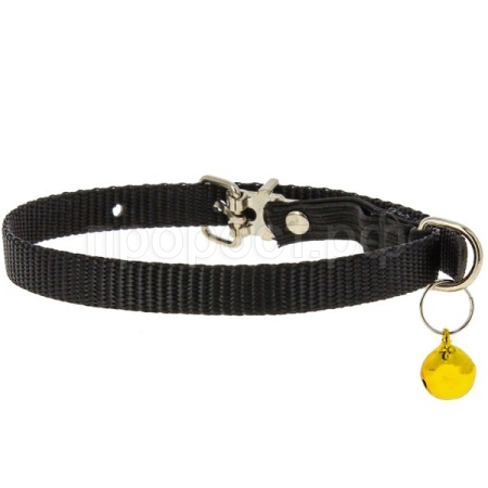Ошейник синтетик 10мм д/кошек с бубенчиком и резинкой 35см черный/00210009-07/Каскад Ошейник синтетик 10мм д/кошек с бубенчиком и резинкой 35см черный/00210009-07/Каскад