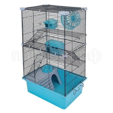 Клетка д/грыз ЭКО 4-х эт РИККИ 42*30*67см разборная бирюза/43112/Дарэлл