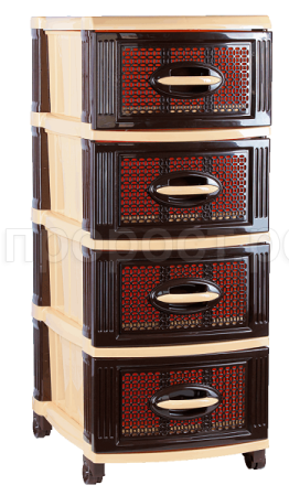 Комод 4 секции Звездочка шоколадно-бежевый 160272 /1шт/Арз