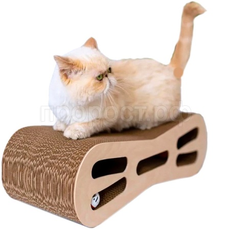 Когтеточка-лежанка Зверье мое картон восьмерка средняя с игрушкой 53*21*16см Когтеточка-лежанка Зверье мое картон восьмерка средняя с игрушкой 53*21*16см