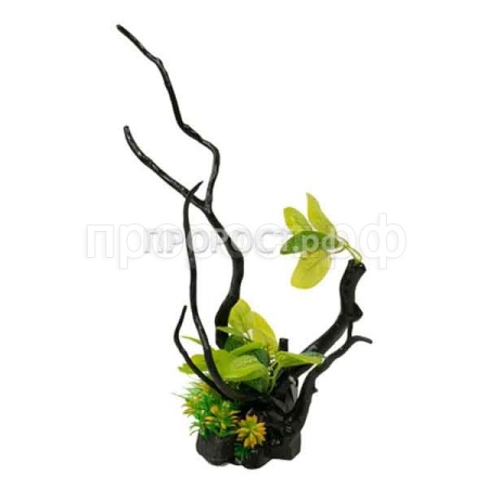 Грот Decor 218 Коряга с растением 30*24*34см Грот Decor 218 Коряга с растением 30*24*34см