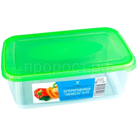Бутербродница 0,7л Свежесть прямоугол. прозрачный 05037 /100шт/ Арз
