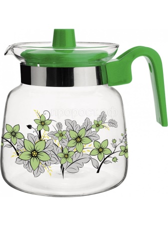 Кувшин 1,2л Pentola-1200 жаропроч.стекло, пластик ручка, зеленый/12шт/910117/Mallony