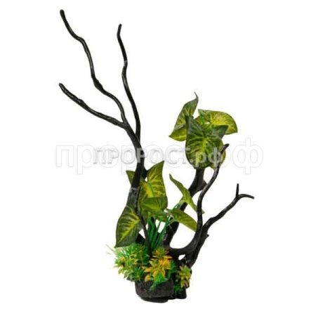 Грот Decor 219 Коряга с растением 30*24*34см Грот Decor 219 Коряга с растением 30*24*34см