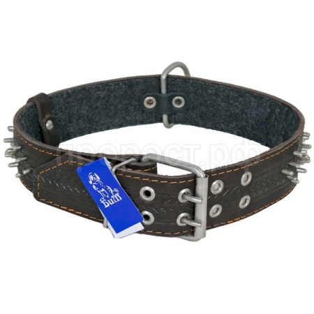 Ошейник кожа 45мм с украшением и шипами на ферте 65-70см/41141 Ошейник кожа 45мм с украшением и шипами на ферте 65-70см/41141